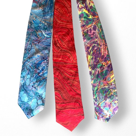 Hand-made and printed SILK ties - set of 3 - NEW - Picture 1 of 12